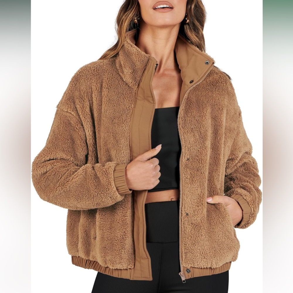 Women's Tan Sherpa Jacket